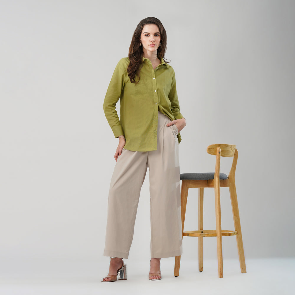 Olive Green Button-Down Shirt