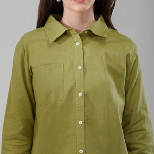 Olive Green Button-Down Shirt
