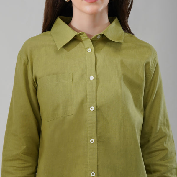 Olive Green Button-Down Shirt