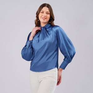 Royal Sapphire Satin Top