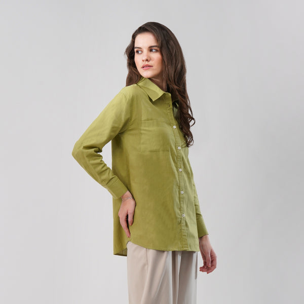 Olive Green Button-Down Shirt