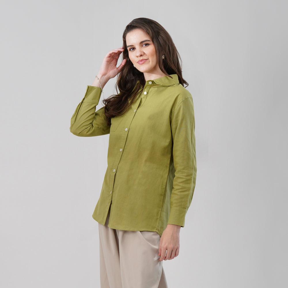 Olive Green Button-Down Shirt