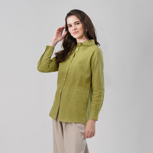 Olive Green Button-Down Shirt