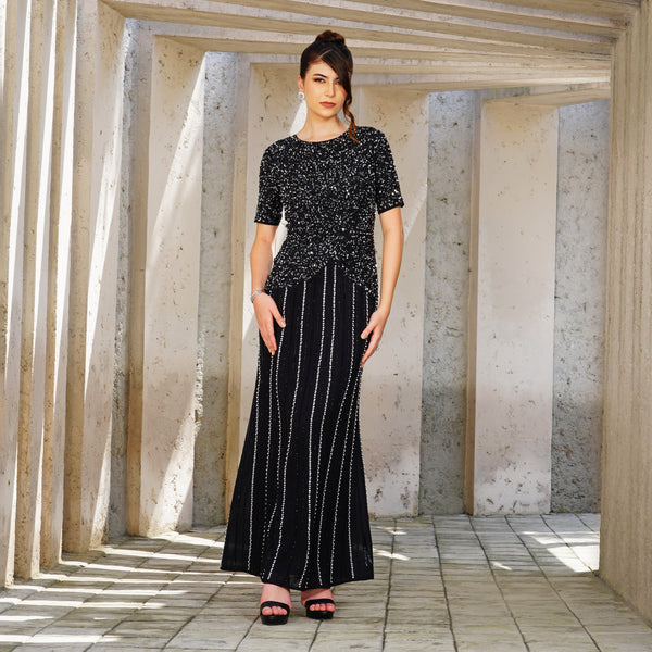 Midnight Sparkle Stripe Gown