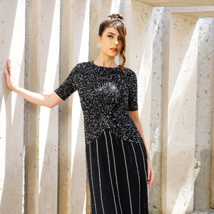 Midnight Sparkle Stripe Gown