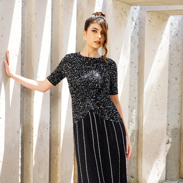 Midnight Sparkle Stripe Gown