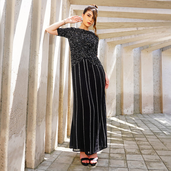 Midnight Sparkle Stripe Gown