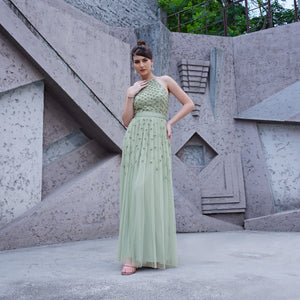 Pastel Blossom Halter Gown