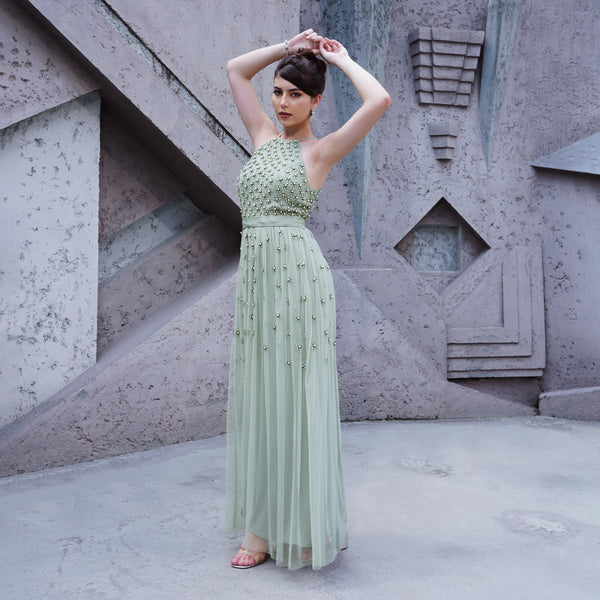 Pastel Blossom Halter Gown