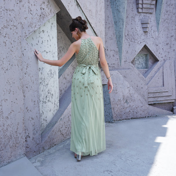 Pastel Blossom Halter Gown