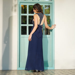 Elegant Navy Blue Evening Gown