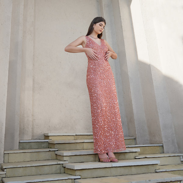 Rose Gold Sequin Elegance Gown