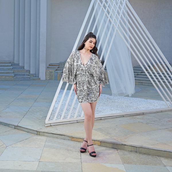 Silver Mist Embellished Mini Dress
