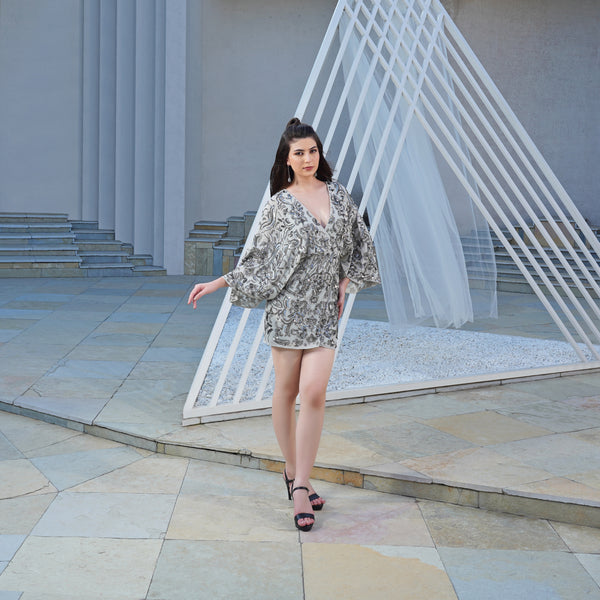 Silver Mist Embellished Mini Dress