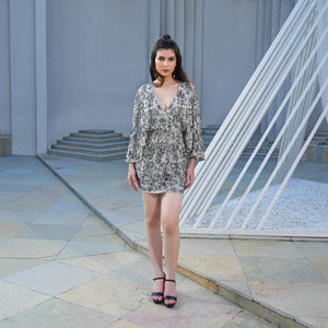 Silver Mist Embellished Mini Dress