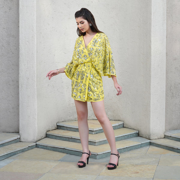 Sunshine Glam Embellished Mini Dress