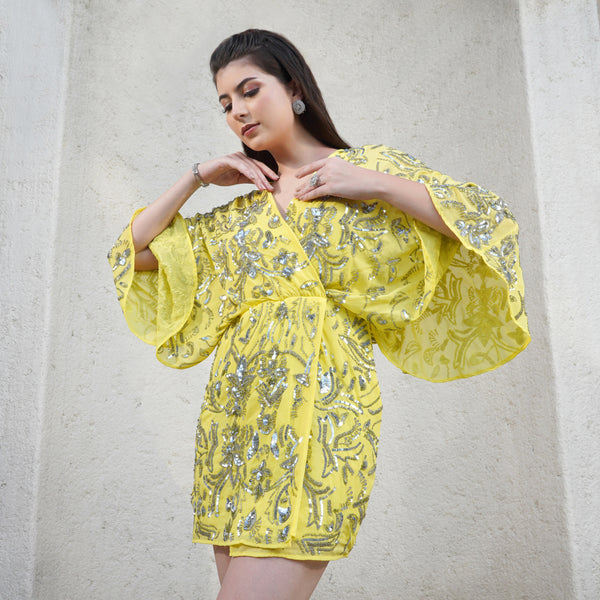 Sunshine Glam Embellished Mini Dress