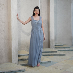 Moonlit Grey Embellished Gown