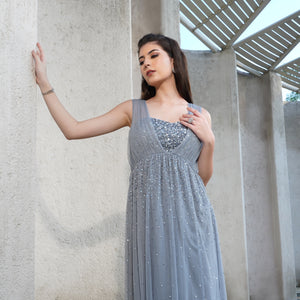 Moonlit Grey Embellished Gown