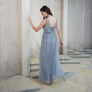 Moonlit Grey Embellished Gown