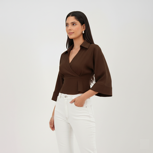 Wrap Crop Top (Brown)