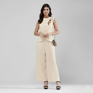 Regal Bloom Co-ord Set (Beige)