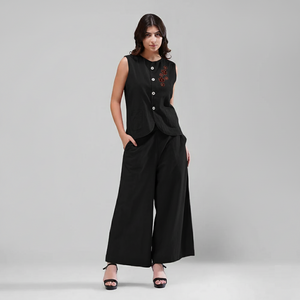 Regal Bloom Co-ord Set (Black)