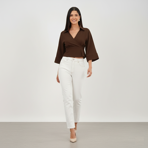 Wrap Crop Top (Brown)