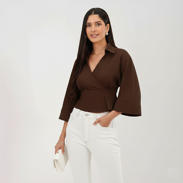 Wrap Crop Top (Brown)