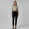 Luxe Satin Classic Shirt (Beige)