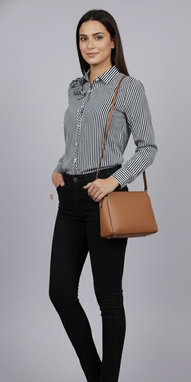 Stripe Floral Shirt (Black)