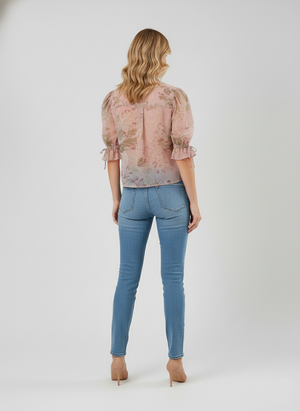 Multicolor Floral Puff Sleeve Shirt (Pastel Floral)