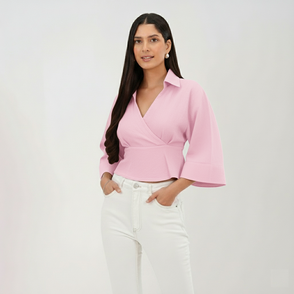 Wrap Crop Top (Baby Pink)