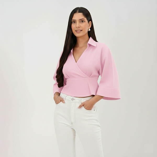 Wrap Crop Top (Baby Pink)