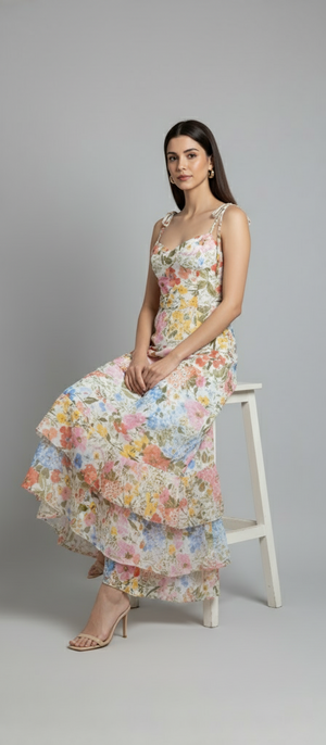 Blossom Layers Maxi Dress (Multi floral)