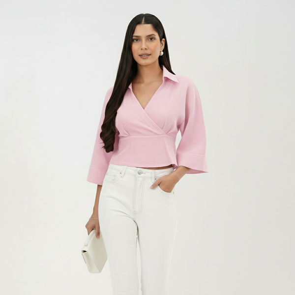 Wrap Crop Top (Baby Pink)