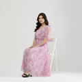 Floral Mesh Maxi Dress (Pink)