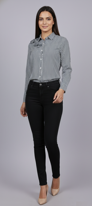 Stripe Floral Shirt (Black)