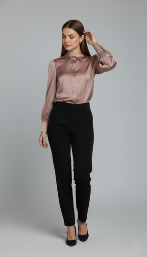 Luxe Satin Classic Shirt (Blush Nude)