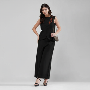 Regal Bloom Co-ord Set (Black)