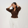 Wrap Crop Top (Brown)