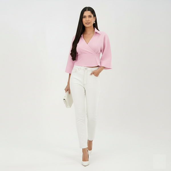 Wrap Crop Top (Baby Pink)