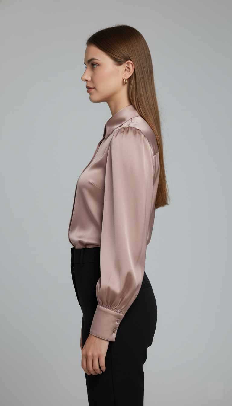 Luxe Satin Classic Shirt (Blush Nude)