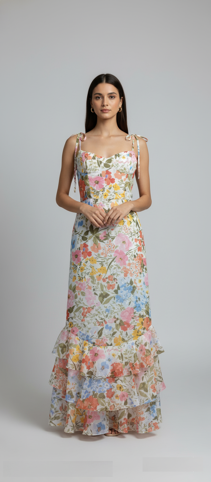 Blossom Layers Maxi Dress (Multi floral)