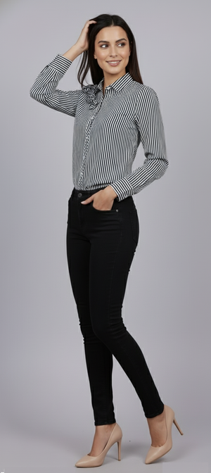 Stripe Floral Shirt (Black)