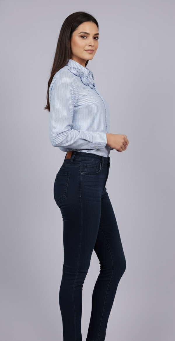 Stripe Floral Shirt (Sky Blue)