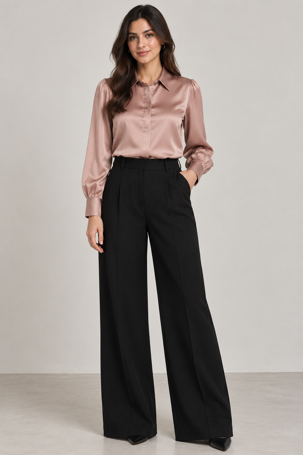 Luxe Satin Classic Shirt (Blush Nude)