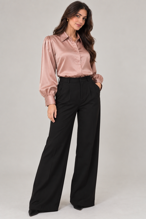 Luxe Satin Classic Shirt (Blush Nude)