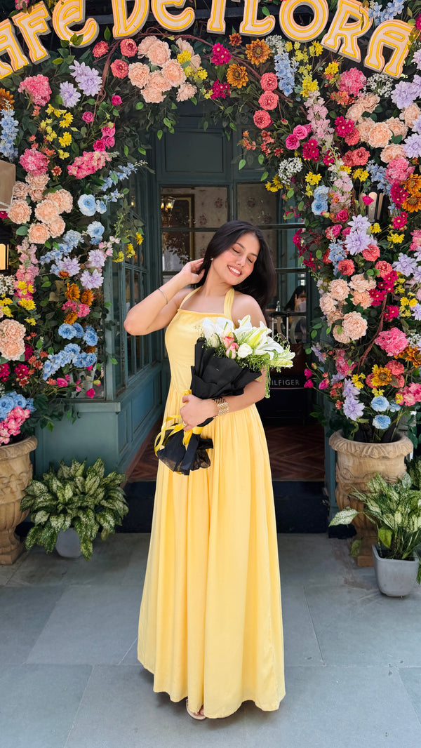 Golden Hour Halter Dress