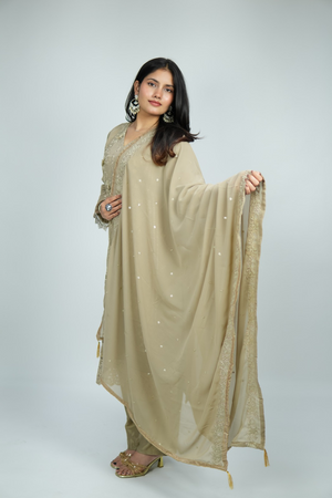 The Olive Atelier Set - White Threadwork Georgette Suit with Cutwork Lace Hem